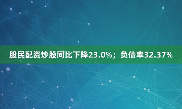 股民配资炒股同比下降23.0%；负债率32.37%